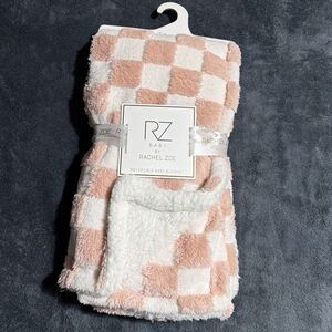 Checkered Baby Blanket Pink Soft Plush Sherpa 30x40 Baby Girl NWT Rachel Zoe RZ